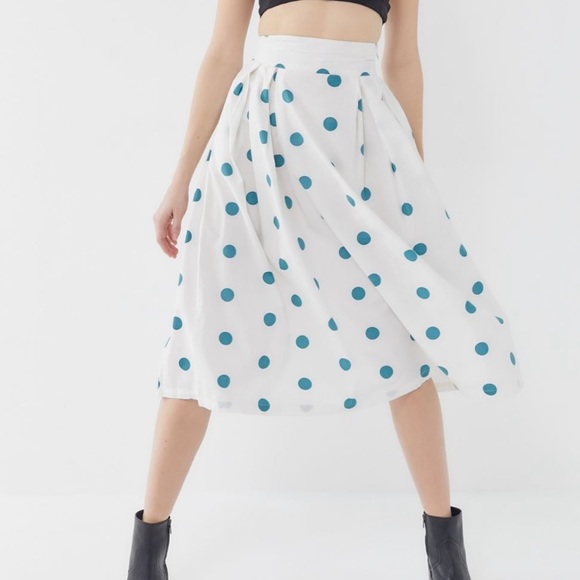 Urban Outfitters Polka Dot Pleated Midi Skirt - Picture 2 of 6